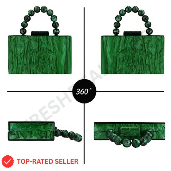 Acrylic Clutch Purse Elegant Evening Bag Chain Formal Handbag Party Bridal - Picture 6 of 8